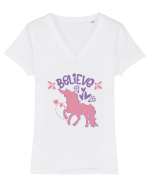 Believe In Unicorns Tricou mânecă scurtă guler V Damă Evoker