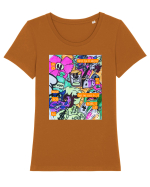 Chat Tricou mânecă scurtă guler larg fitted Damă Expresser