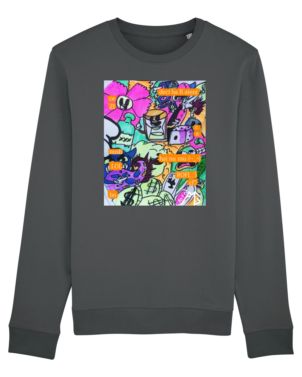 Bluză mânecă lungă Unisex Rise Anthracite