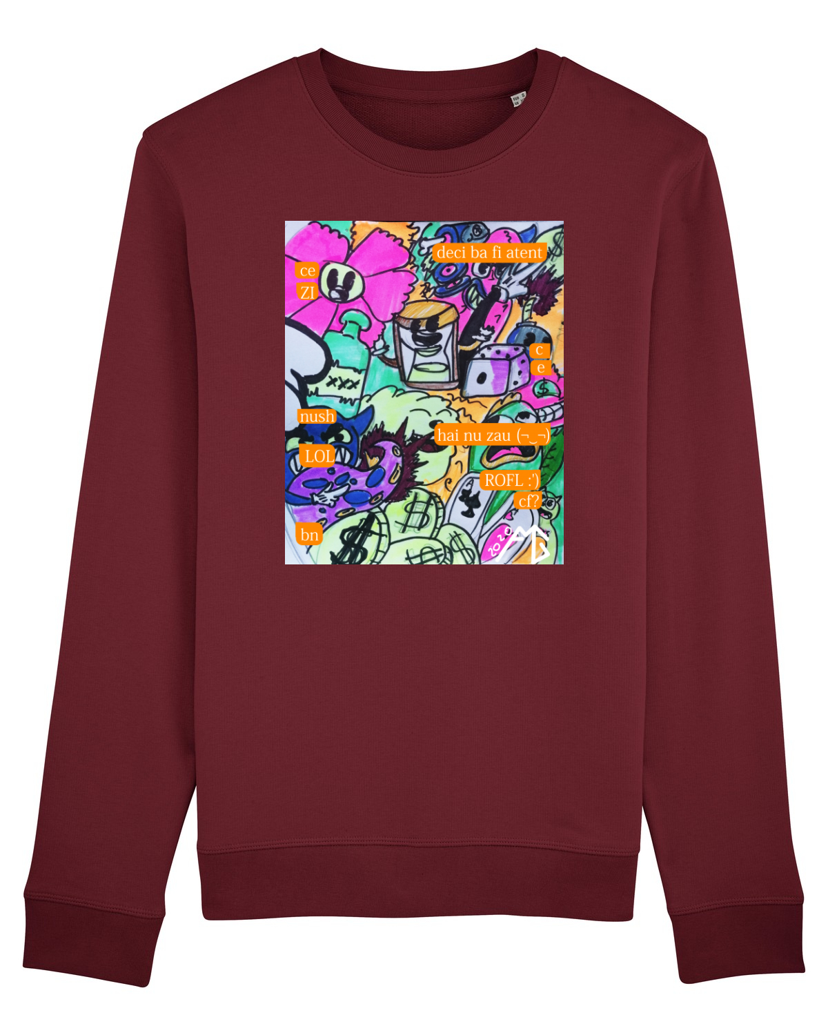 Bluză mânecă lungă Unisex Rise Burgundy