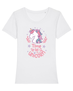 Time To Be A Unicorn Tricou mânecă scurtă guler larg fitted Damă Expresser