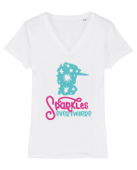Unicorn Sparkles Everywhere Tricou mânecă scurtă guler V Damă Evoker