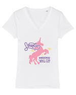 Unicorn Sparkles Wherever You Go Tricou mânecă scurtă guler V Damă Evoker