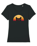 Retro Cat  Tricou mânecă scurtă guler larg fitted Damă Expresser