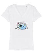 Pisica si acvariul Tricou mânecă scurtă guler V Damă Evoker