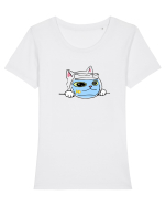 Pisica si acvariul Tricou mânecă scurtă guler larg fitted Damă Expresser