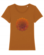 Orange Mandala Tricou mânecă scurtă guler larg fitted Damă Expresser