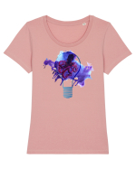 Octopus in a Light Bulb Tricou mânecă scurtă guler larg fitted Damă Expresser