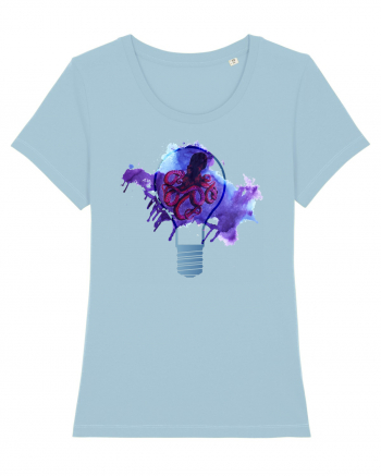 Octopus in a Light Bulb Sky Blue
