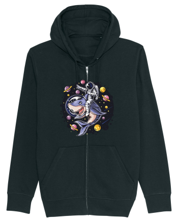Astronaut Riding A Shark Black
