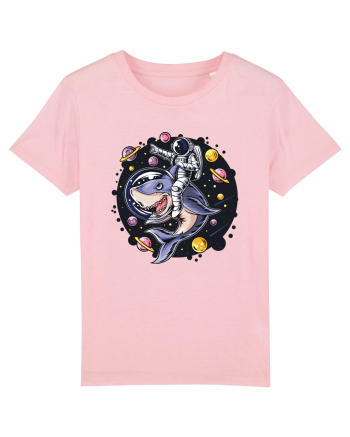 Astronaut Riding A Shark Cotton Pink