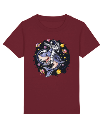 Astronaut Riding A Shark Burgundy
