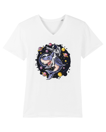Astronaut Riding A Shark White