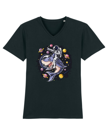 Astronaut Riding A Shark Black