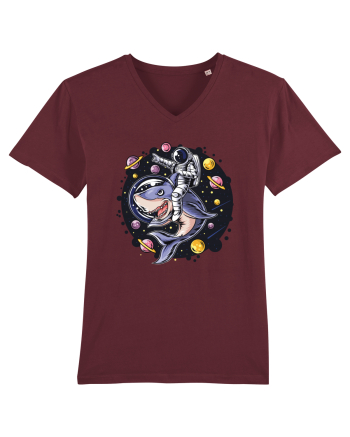Astronaut Riding A Shark Burgundy