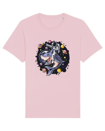 Astronaut Riding A Shark Cotton Pink