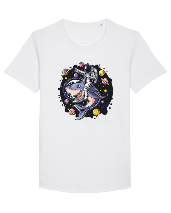 Astronaut Riding A Shark White