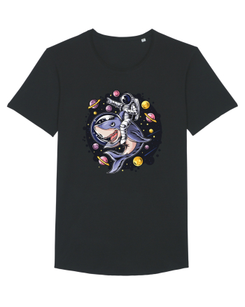 Astronaut Riding A Shark Black