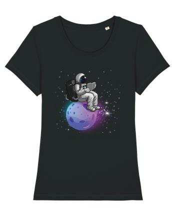 Astronaut Reading In Stars Black