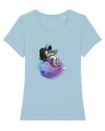 Astronaut Reading In Stars Tricou mânecă scurtă guler larg fitted Damă Expresser