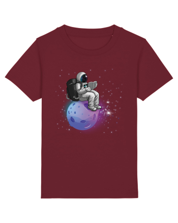 Astronaut Reading In Stars Burgundy