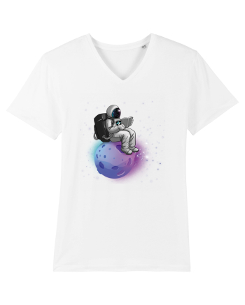 Astronaut Reading In Stars White