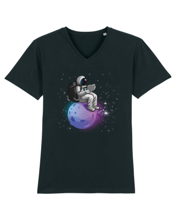 Astronaut Reading In Stars Black