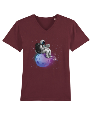 Astronaut Reading In Stars Burgundy