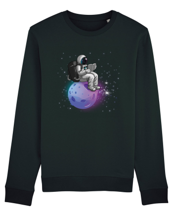 Astronaut Reading In Stars Black