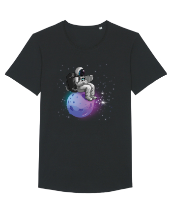 Astronaut Reading In Stars Black