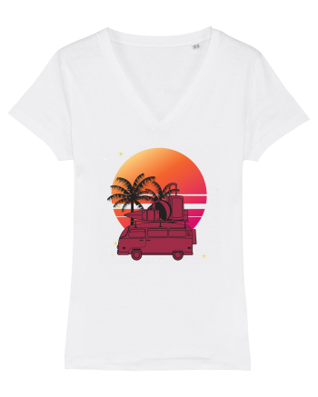 Minivan Retro cu apus de soare  White