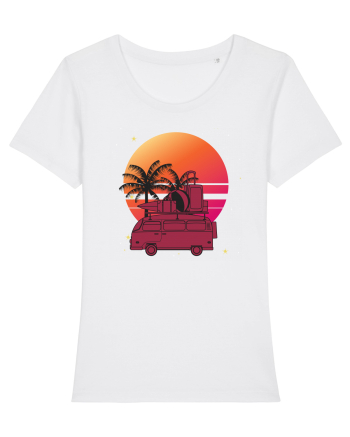 Minivan Retro cu apus de soare  White