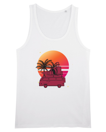 Minivan Retro cu apus de soare  White