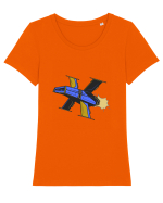 Nava Spatiala Retro  Tricou mânecă scurtă guler larg fitted Damă Expresser