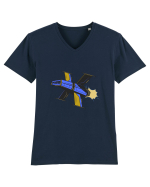 Nava Spatiala Retro  Tricou mânecă scurtă guler V Bărbat Presenter