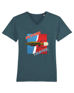 Nava Spatiala In Stil Retro Comic  Tricou mânecă scurtă guler V Bărbat Presenter