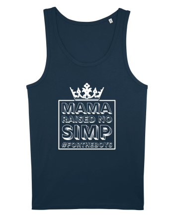 Mama Raised No Simp alb Navy