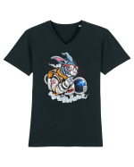 Astronaut Rabbit Tricou mânecă scurtă guler V Bărbat Presenter
