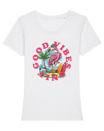 Cool Flamingo Good Vibes Only White