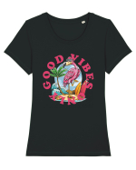 Cool Flamingo Good Vibes Only Tricou mânecă scurtă guler larg fitted Damă Expresser