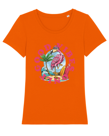 Cool Flamingo Good Vibes Only Bright Orange