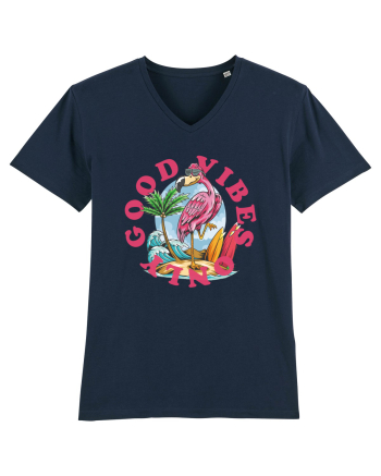 Cool Flamingo Good Vibes Only French Navy