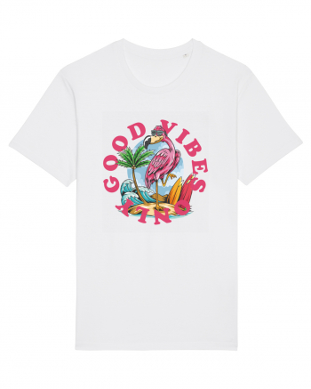 Cool Flamingo Good Vibes Only White