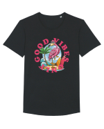 Cool Flamingo Good Vibes Only Tricou mânecă scurtă guler larg Bărbat Skater