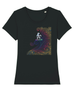 Snowboarding astronaut Tricou mânecă scurtă guler larg fitted Damă Expresser