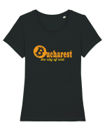 Bucharest The City Of Rich Bitcoin Tricou mânecă scurtă guler larg fitted Damă Expresser