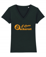 I Love Bucharest Bitcoin Tricou mânecă scurtă guler V Damă Evoker