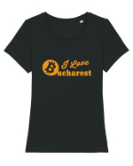 I Love Bucharest Bitcoin Tricou mânecă scurtă guler larg fitted Damă Expresser