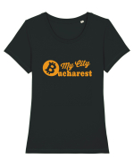 My City Bucharest Bitcoin Tricou mânecă scurtă guler larg fitted Damă Expresser