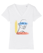 Abstract color Tricou mânecă scurtă guler V Damă Evoker